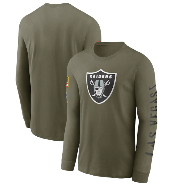 Men's Las Vegas Raiders Olive 2022 Salute to Service Long Sleeve T-Shirt